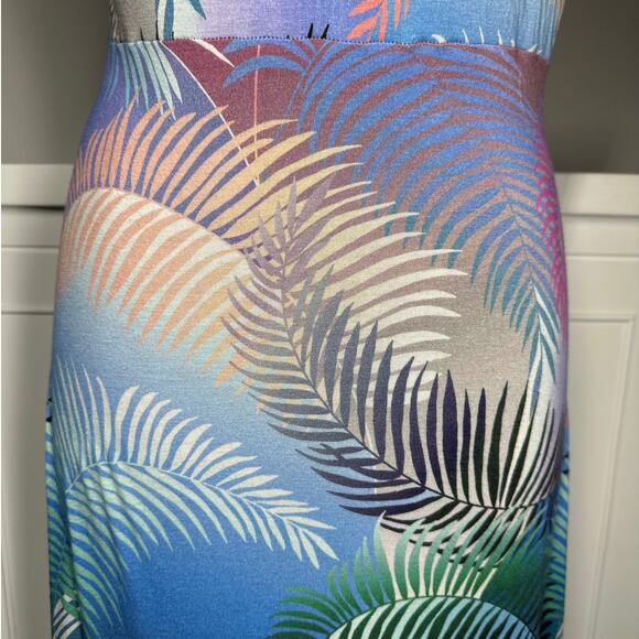 Soft Surroundings Anya Ombre Palms Maxi Dress Jersey Knit Size M Tropical Palms - Picture 9 of 12